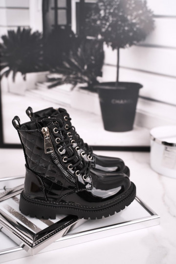 Schwarz lackierte Damenstiefel 2
