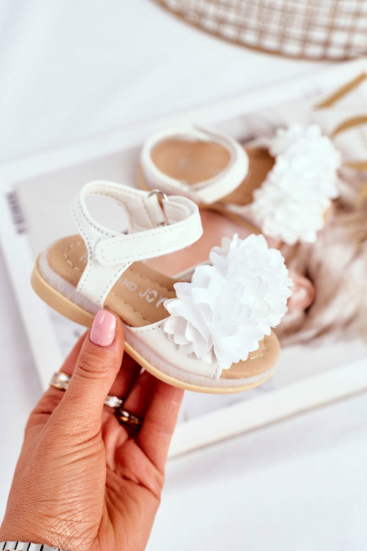 Sandalen für Kinder mit Blumen in Weiß