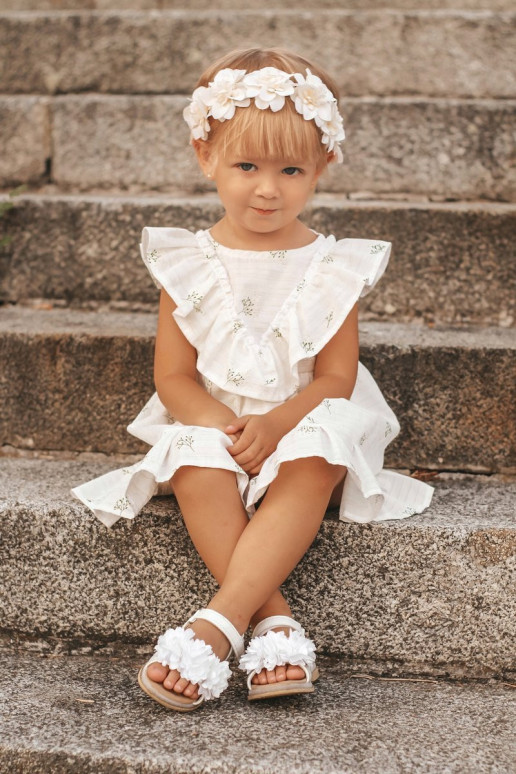Sandalen für Kinder mit Blumen in Weiß