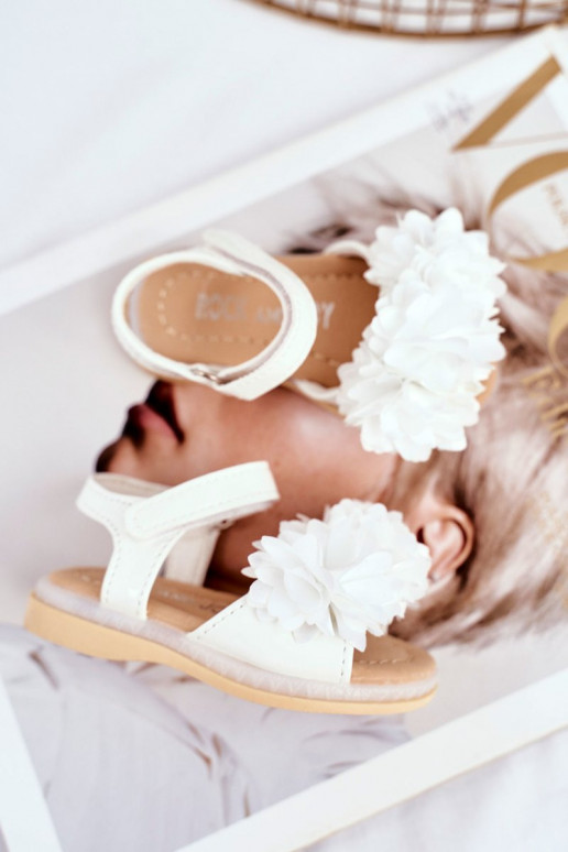 Sandalen für Kinder mit Blumen in Weiß