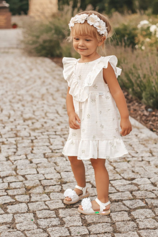 Sandalen für Kinder mit Blumen in Weiß