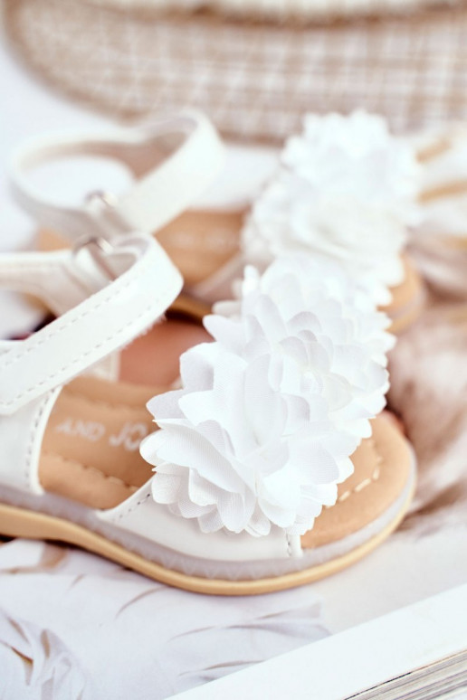 Sandalen für Kinder mit Blumen in Weiß