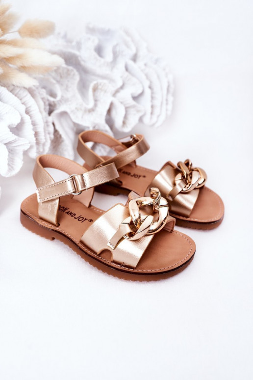 Goldene Sandalen für Kinder mit Kette Goldene Sandalen für Kinder mit Kette