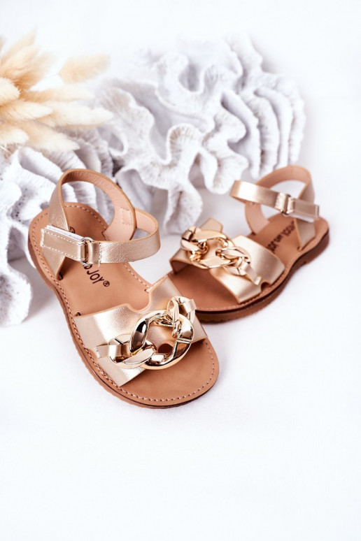 Goldene Sandalen für Kinder mit Kette Goldene Sandalen für Kinder mit Kette