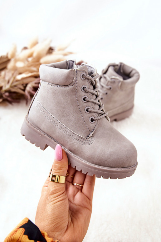 Kinder-Schnürstiefel in grauer Farbe Kinder-Schnürstiefel in grauer Farbe