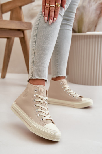 Freizeitschuhe sich Zuarm laufen aus Öko-Leder Beige Big Star OO274934 2