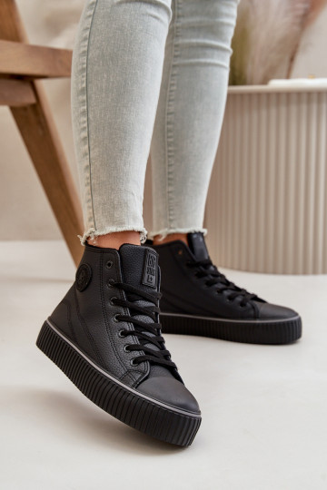 Feminin sich Zuarm laufen lässige Schuhe aus Öko-Leder Big Star OO274790 schZuarze Farbe 2