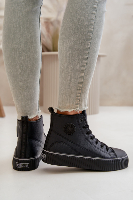 Feminin sich Zuarm laufen lässige Schuhe aus Öko-Leder Big Star OO274790 schZuarze Farbe Feminin sich Zuarm laufen lässige Schuhe aus Öko-Leder Big Star OO274790 schZuarze Farbe