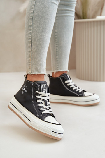 Warm gefütterte Freizeit-Schuhe mit Plattform aus Kunstleder Big Star OO274062 in schwarz 2