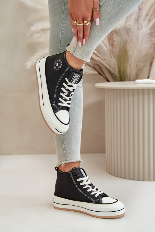 sich Zuarm laufen Freizeitschuhe mit einer Plattform Eko Haut Big Star OO274062 schZuarze Farbe