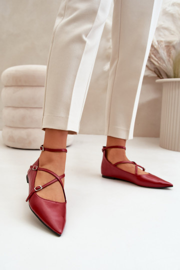 Ballerinas Feminin Z Noskami mit spitzen Ermöglichtsen I Przeplatającymi Się Paskami Burgund Violra 2