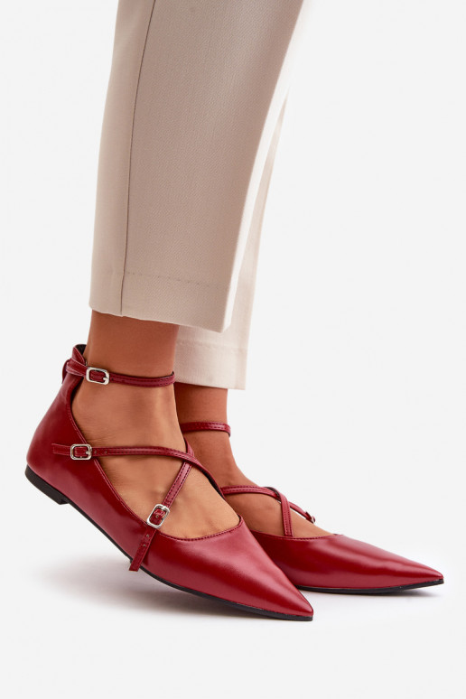 Ballerinas Feminin Z Noskami mit spitzen Ermöglichtsen I Przeplatającymi Się Paskami Burgund Violra