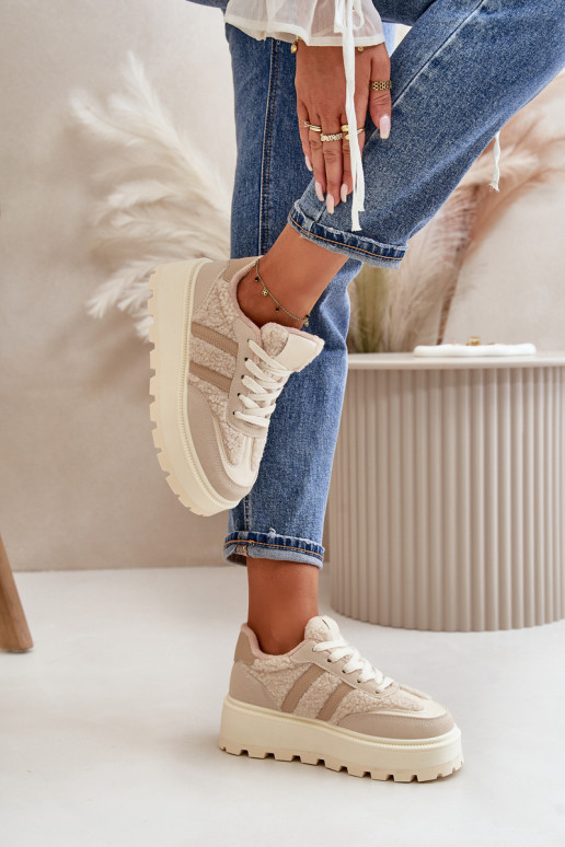 sich Zuarm laufen Sneakers Stilvollllschuhe Feminin mit einer Plattform mit AufZuärmen Beige Daivlene