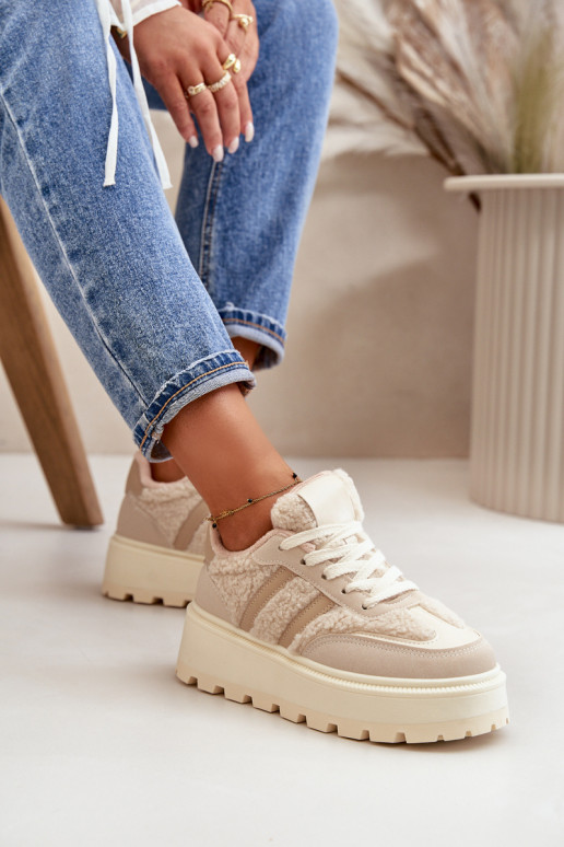 sich Zuarm laufen Sneakers Stilvollllschuhe Feminin mit einer Plattform mit AufZuärmen Beige Daivlene