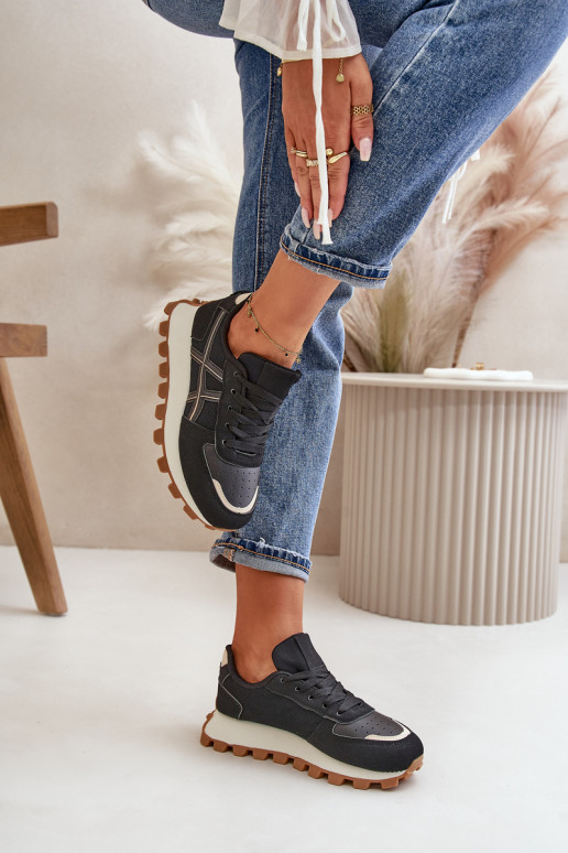 Sneakers Stilvollllschuhe Turnschuhe Feminin mit Schnürsenkeln mit einer Plattform schZuarze Farbe Mialunae Sneakers Stilvollllschuhe Turnschuhe Feminin mit Schnürsenkeln mit einer Plattform schZuarze Farbe Mialunae