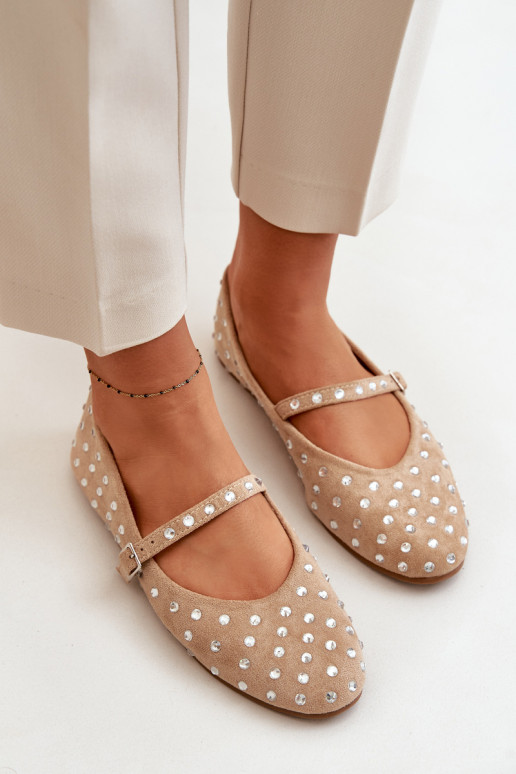 Dekoriert Ballerinas mit Riemen aus Öko-INildlederoZue Beige Tirilissa Dekoriert Ballerinas mit Riemen aus Öko-INildlederoZue Beige Tirilissa