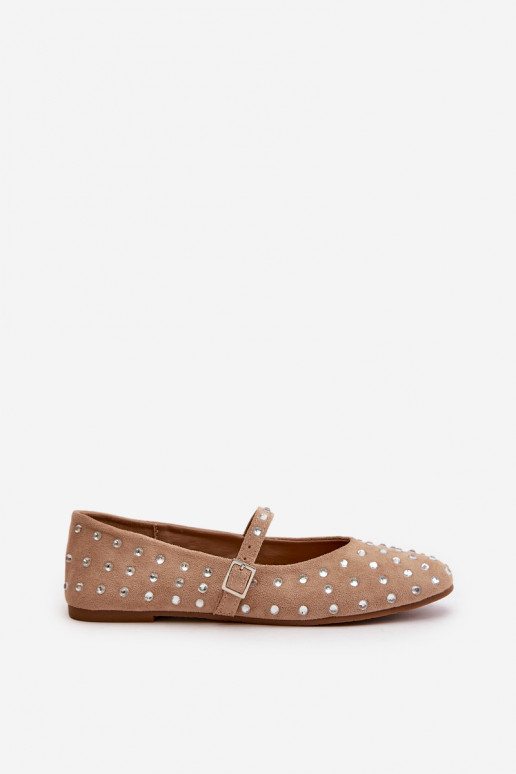 Dekoriert Ballerinas mit Riemen aus Öko-INildlederoZue Beige Tirilissa Dekoriert Ballerinas mit Riemen aus Öko-INildlederoZue Beige Tirilissa