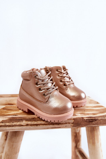 Kinder-Schnürstiefel in der Farbe Roségold Dexter 2