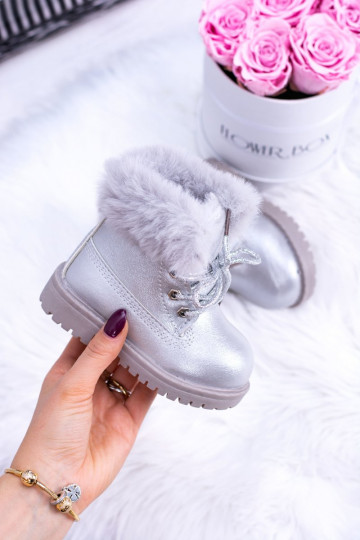 Silberfarbene, warme Kinderstiefel von Fobos 2