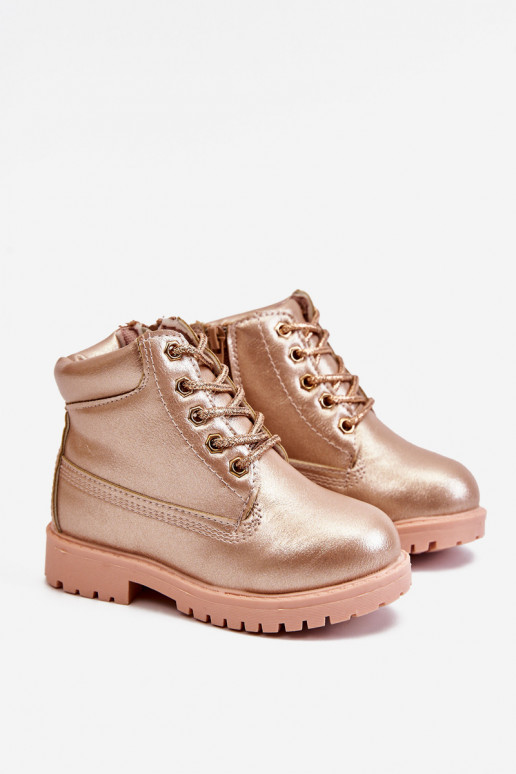 Kinder-Schnürstiefel in warmer Roségoldfarbe Dexter