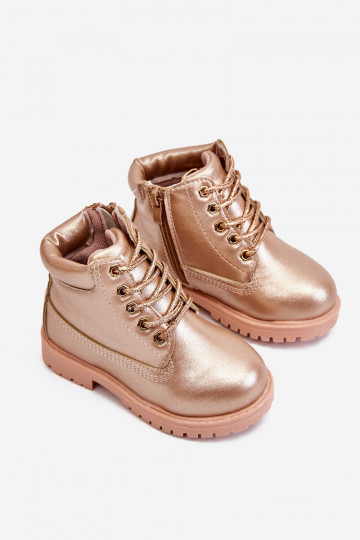 Kinder-Schnürstiefel in warmer Roségoldfarbe Dexter 2