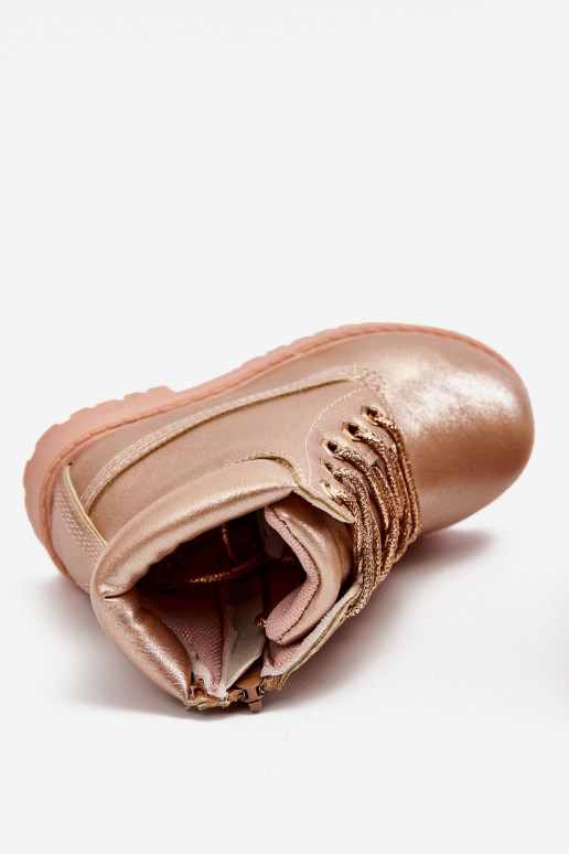 Kinder-Schnürstiefel in warmer Roségoldfarbe Dexter