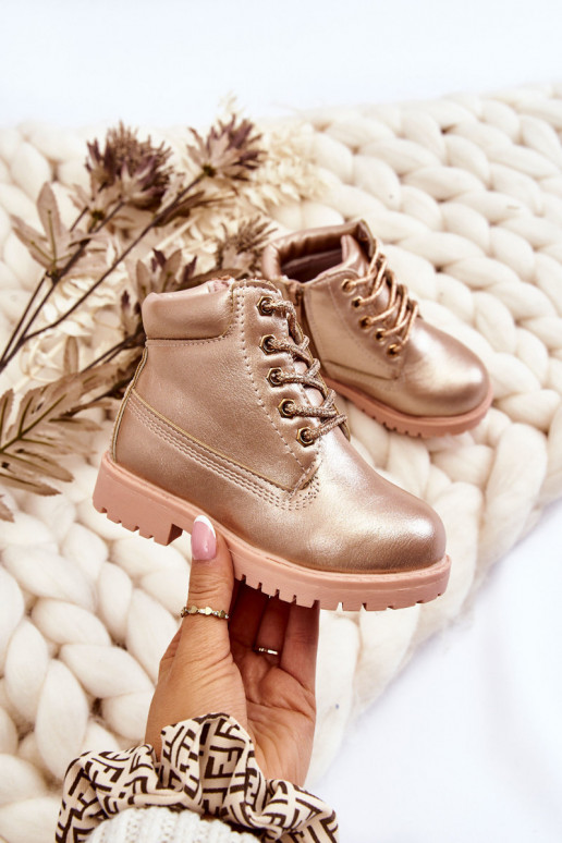 Kinder-Schnürstiefel in warmer Roségoldfarbe Dexter
