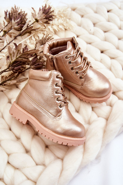 Kinder-Schnürstiefel in warmer Roségoldfarbe Dexter