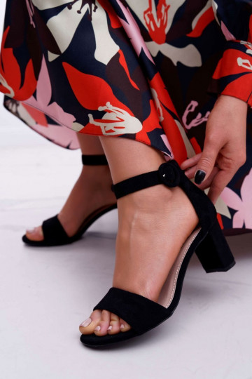 Damen-Wildleder-Sandalen mit hohen Absätzen in der Farbe Schwarz Lexi