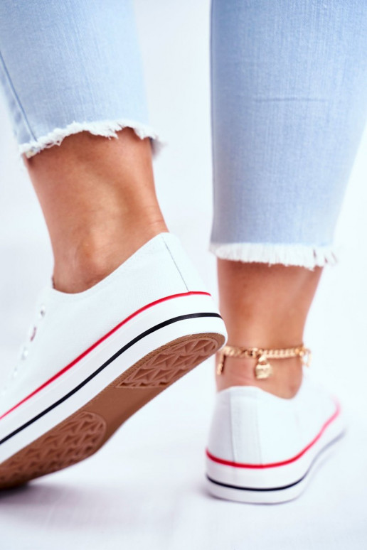 Klassische Freizeitschuhe in weißer Farbe mit rotem Dekor von Ecoma