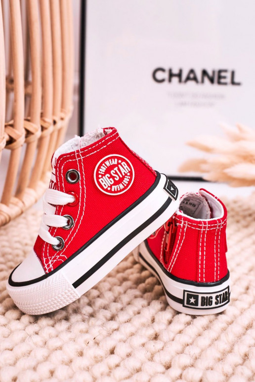 Kinder-Freizeitschuhe mit Sohlen und Reißverschlüssen BIG STAR HH374190 rote Farbe