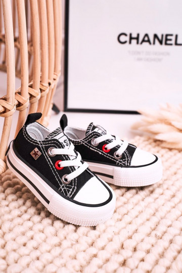 Klassische Kinder-Sneakers mit flacher Sohle BIG STAR HH374194 in schwarzer Farbe 2