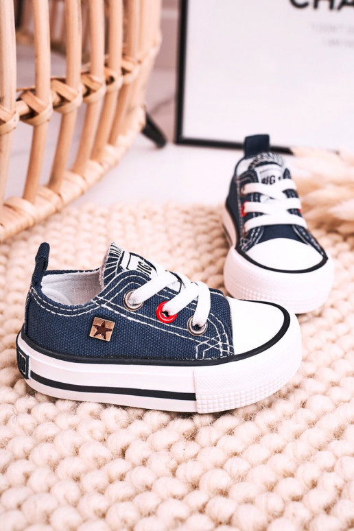 Klassische Kinder-Sneakers mit flacher Sohle BIG STAR HH374195 dunkelblau Klassische Kinder-Sneakers mit flacher Sohle BIG STAR HH374195 dunkelblau