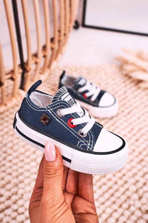 Klassische Kinder-Sneakers mit flacher Sohle BIG STAR HH374195 dunkelblau Klassische Kinder-Sneakers mit flacher Sohle BIG STAR HH374195 dunkelblau