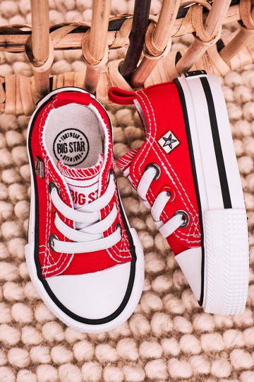 Klassische Kinder-Sneakers mit flacher Sohle BIG STAR HH374196 in roter Farbe