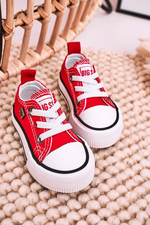 Klassische Kinder-Sneakers mit flacher Sohle BIG STAR HH374196 in roter Farbe Klassische Kinder-Sneakers mit flacher Sohle BIG STAR HH374196 in roter Farbe
