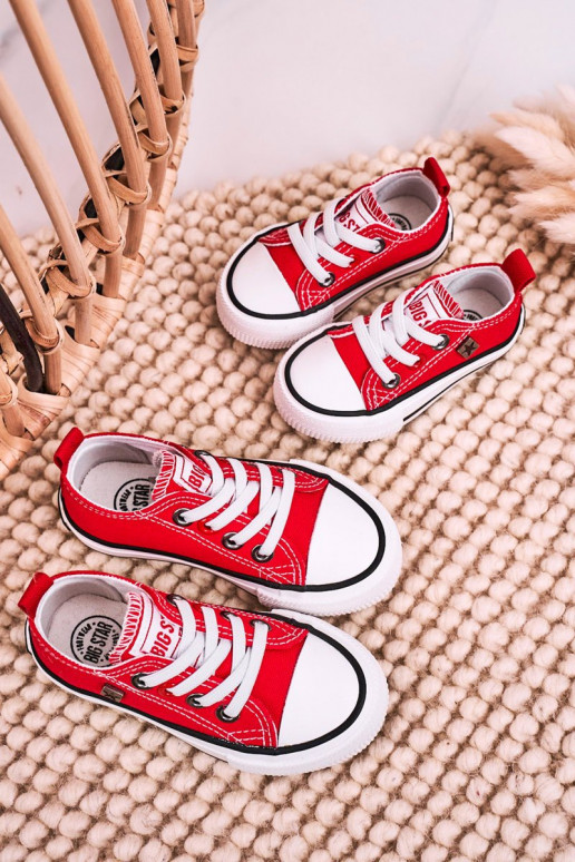 Klassische Kinder-Sneakers mit flacher Sohle BIG STAR HH374196 in roter Farbe Klassische Kinder-Sneakers mit flacher Sohle BIG STAR HH374196 in roter Farbe