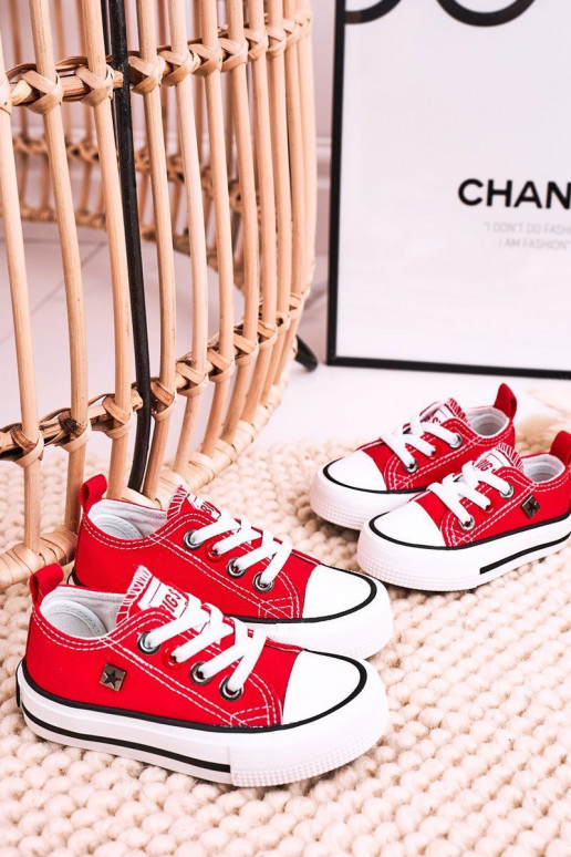 Klassische Kinder-Sneakers mit flacher Sohle BIG STAR HH374196 in roter Farbe Klassische Kinder-Sneakers mit flacher Sohle BIG STAR HH374196 in roter Farbe