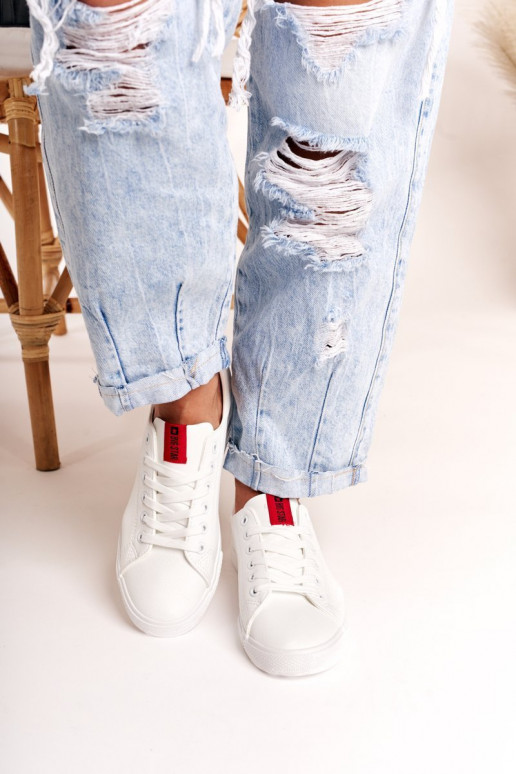 Sneakers aus Naturleder mit Zierstreifen BIG STAR DD274685 weiße Farbe