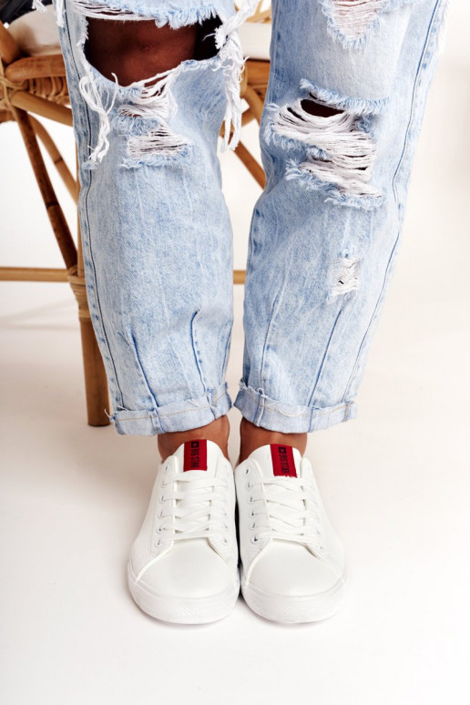 Sneakers aus Naturleder mit Zierstreifen BIG STAR DD274685 weiße Farbe