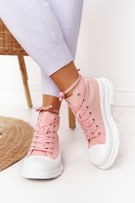 rosafarbene Trissy-Freizeitschuhe mit breiten Sohlen