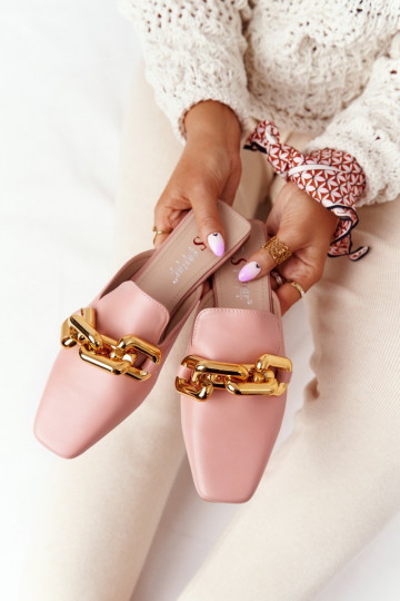 Rosa Call On Me-Hausschuhe mit Kettenabsatz 2