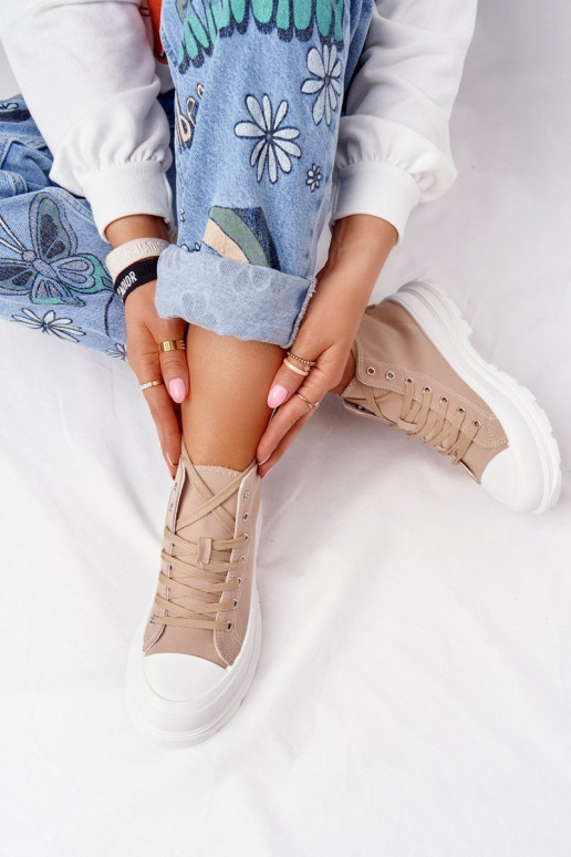 Hellbraune Trissy-Freizeitschuhe mit breiten Sohlen