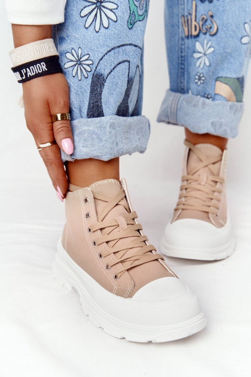 Hellbraune Trissy-Freizeitschuhe mit breiten Sohlen