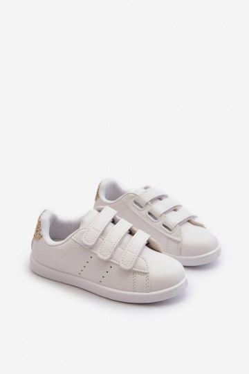 Kinder-Sneaker mit Klebeverschlüssen in der Farbe Weißgold „Cute Girl“. 2