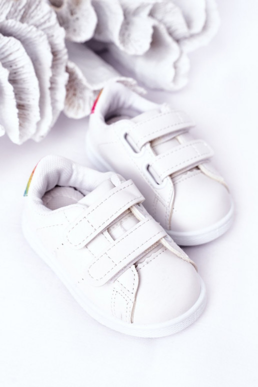Kindersneaker mit Klebeverschlüssen Weiß-Regenbogenfarbe Cute Girl