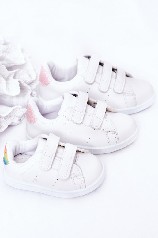 Kindersneaker mit Klebeverschlüssen Weiß-Regenbogenfarbe Cute Girl
