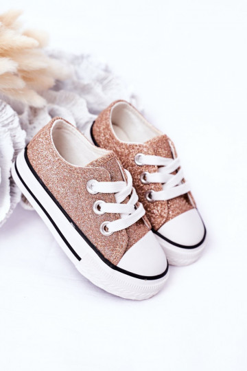 Kinder-Freizeitschuhe mit Glitzer in der Farbe Roségold Bling-Bling