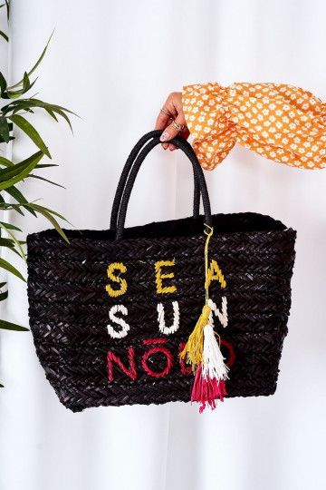 Geflochtene Strandhandtasche NOBO XK0410 schwarz