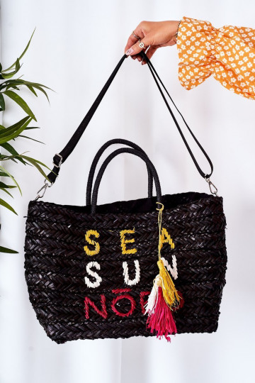Geflochtene Strandhandtasche NOBO XK0410 schwarz 2